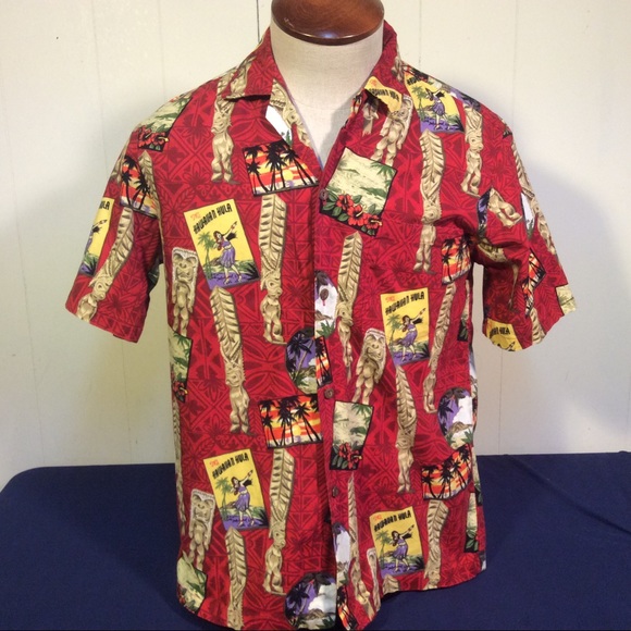 Vintage Hawaiian Hula Mens Hawaiian Shirt made in Hawaii size medium made in USA - Picture 10 of 10